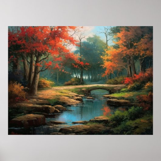 Oude Weg Huis in Herfst Fine Art Poster (Voorkant)