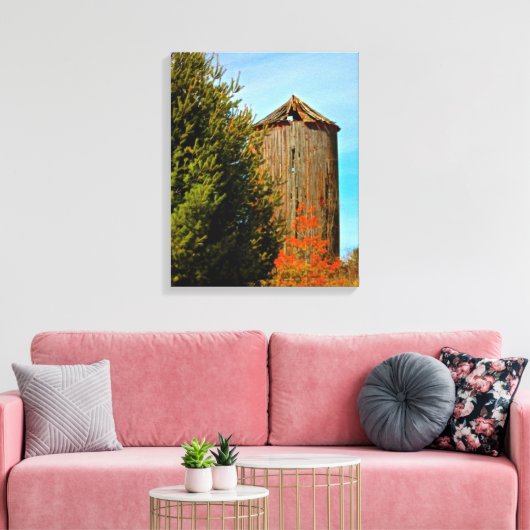 Oude weide Silo Wrapped Canvas Afdruk (Insitu (Woonkamer))