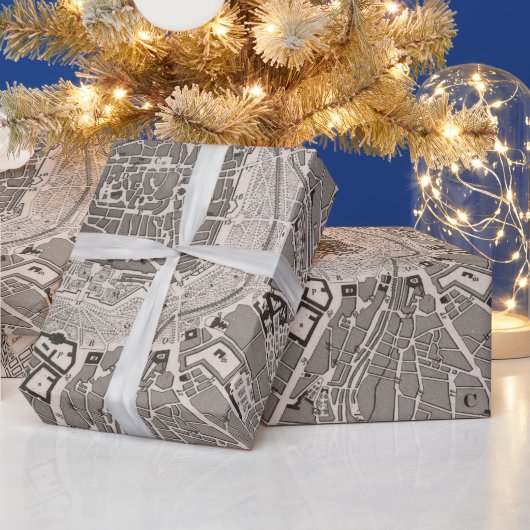 Oude Wenen Oostenrijk kaart (1849)  Wien Stad Cadeaupapier (Feestdagen)