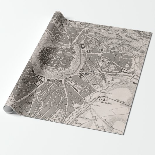 Oude Wenen Oostenrijk kaart (1849)  Wien Stad Cadeaupapier (Uitgerold)