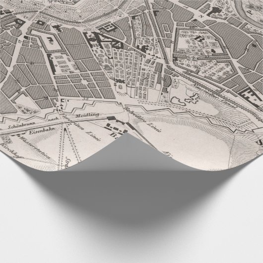 Oude Wenen Oostenrijk kaart (1849)  Wien Stad Cadeaupapier (Hoek)