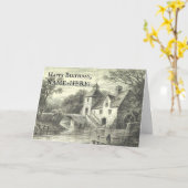 Oude Wenskaart van Mill en Waterway Birthday Kaart (Gele Bloem)