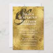 Oude Wereld Antiek Gouden Kaart Trouwen (Voorkant)