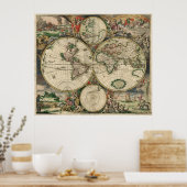  oude wereld Antiek kaart Poster (Keuken)
