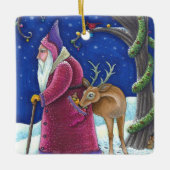 OUDE WERELD BELSNICKLE & HONGERIGE RENDIEREN, KERS KERAMISCH ORNAMENT (Voorkant)