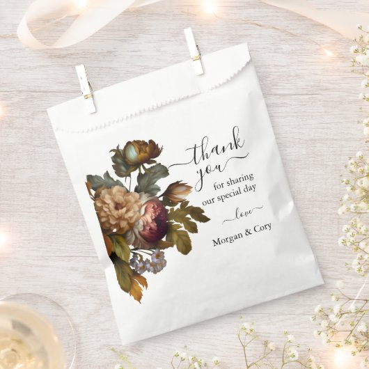 Oude Wereld Bloemen Bruiloft Bedankzakje (Geknipt)