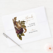 Oude Wereld Bloemen Bruiloft Dank u Vierkante Sticker (Envelop)