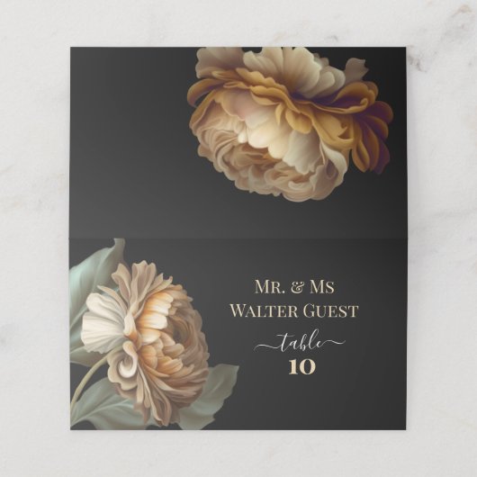 OUDE WERELD BLOEMEN BRUILOFT Gast Tafel Nummers Plaatskaartje (Buitenkant ongevouwen)