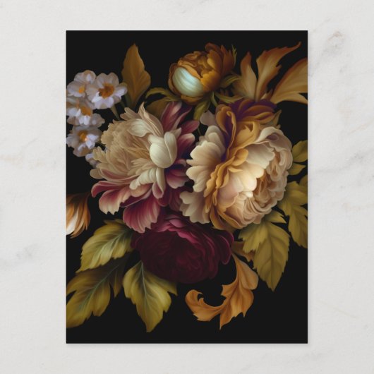 Oude Wereld Bloemen Bruiloft Informatiekaartje (Achterkant)