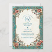 Oude Wereld Botanische Elegantie Huwelijk Kaart (Voorkant)