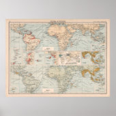 Oude Wereld Cacao & Specices Map (1907) Poster (Voorkant)