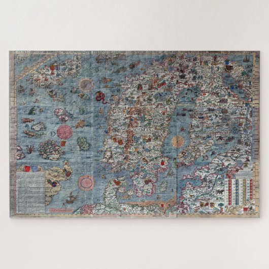 Oude Wereld Carta Marina Kaart Legpuzzel (Horizontaal)