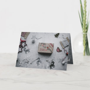 Oude Wereld charm,  doos, ornamenten, touw Kaart