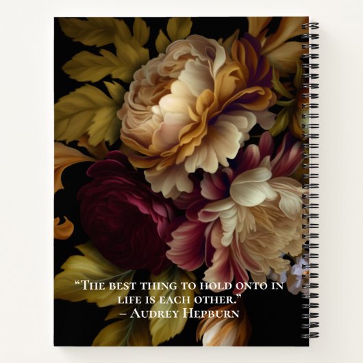 Oude Wereld Donkere Floral Bouquet Wedding Planner Notitieboek (Achterkant)