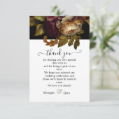 Oude Wereld Donkere Floral Weddenschap Dank je Bedankkaart (Staand voorkant)