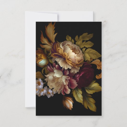 Oude Wereld Donkere Floral Weddenschap Dank je Bedankkaart (Achterkant)