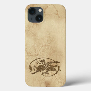 Oude Wereld Draak op Faux Parchment iPhone 13 Hoesje