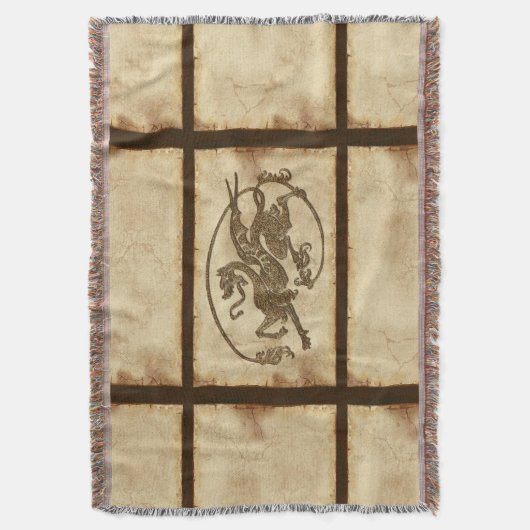  Oude Wereld Draak op Faux Parchment Deken (Voorkant Verticaal)