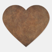 Oude Wereld Faux Leder Hart Sticker (Voorkant)