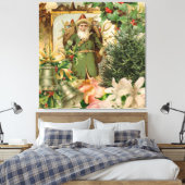 Oude Wereld Groene Kerstman Kerst Collage Antiek Canvas Afdruk (Insitu (Slaapkamer))
