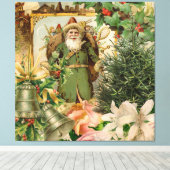 Oude Wereld Groene Kerstman Kerst Collage Antiek Canvas Afdruk (Insitu (Houten vloer))