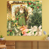 Oude Wereld Groene Kerstman Kerst Collage Antiek Canvas Afdruk (Insitu (Woonkamer))