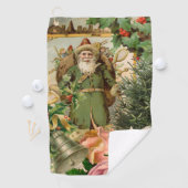 Oude Wereld Groene Kerstman Kerst Collage Antiek Golfhanddoek (Insitu)