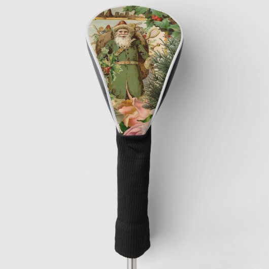 Oude Wereld Groene Kerstman Kerst Collage Antiek Golfheadcover (Voorkant)