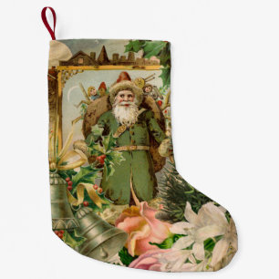 Oude Wereld Groene Kerstman Kerst Collage Antiek Kleine Kerstsok