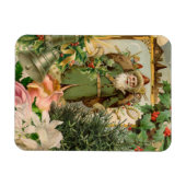Oude Wereld Groene Kerstman Kerst Collage Antiek Magneet (Horizontaal)