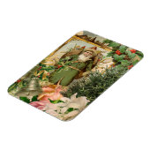 Oude Wereld Groene Kerstman Kerst Collage Antiek Magneet (Linkerzijde)