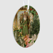 Oude Wereld Groene Kerstman Kerst Collage Antiek Ornament (voorkant)