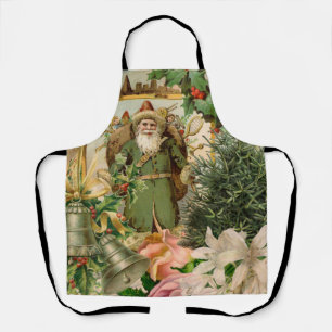 Oude Wereld Groene Kerstman Kerst Collage Antiek Schort