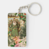 Oude Wereld Groene Kerstman Kerst Collage Antiek Sleutelhanger (achterkant)