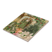 Oude Wereld Groene Kerstman Kerst Collage Antiek Tegeltje (Zijkant)