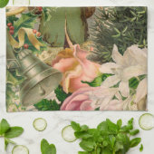 Oude Wereld Groene Kerstman Kerst Collage Antiek Theedoek (Gevouwen)