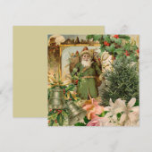 Oude Wereld Groene Kerstman Kerstcollage Antiek (Voorkant / Achterkant)