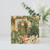 Oude Wereld Groene Kerstman Kerstcollage Antiek (Staand voorkant)