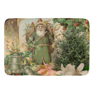Oude Wereld Groene Kerstman Kerstcollage Antiek Badmat