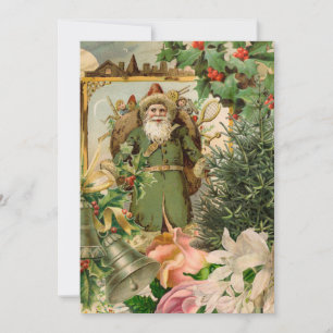 Oude Wereld Groene Kerstman Kerstcollage Antiek Feestdagenkaart
