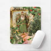 Oude Wereld Groene Kerstman Kerstcollage Antiek Muismat (Met muis)