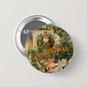 Oude Wereld Groene Kerstman Kerstcollage Antiek Ronde Button 5,7 Cm (Voorkant /achterkant)