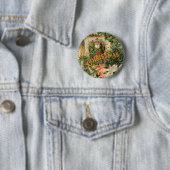 Oude Wereld Groene Kerstman Kerstcollage Antiek Ronde Button 5,7 Cm (In situ)