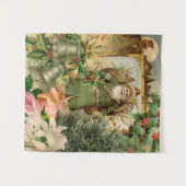 Oude Wereld Groene Kerstman Kerstcollage Antiek Wandkleed (Voorkant (horizontaal))