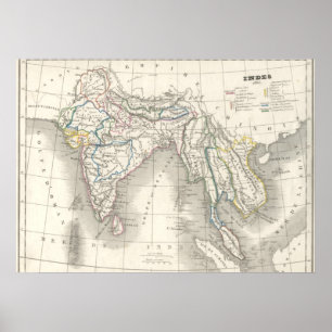  oude wereld India Indiase kaart is cool Poster