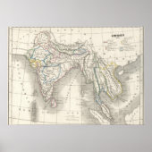 oude wereld India Indiase kaart is cool Poster (Voorkant)