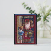 Oude Wereld Kerstman Groeten Feestdagenkaart (Staand voorkant)