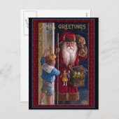 Oude Wereld Kerstman Groeten Feestdagenkaart (Voorkant / Achterkant)