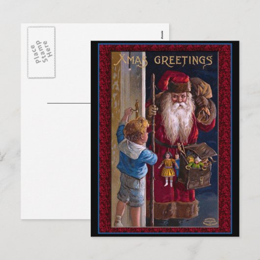 Oude Wereld Kerstman Groeten Feestdagenkaart (Voorkant / Achterkant)