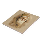 Oude Wereld Kerstman in Bruin Tegeltje (Zijkant)